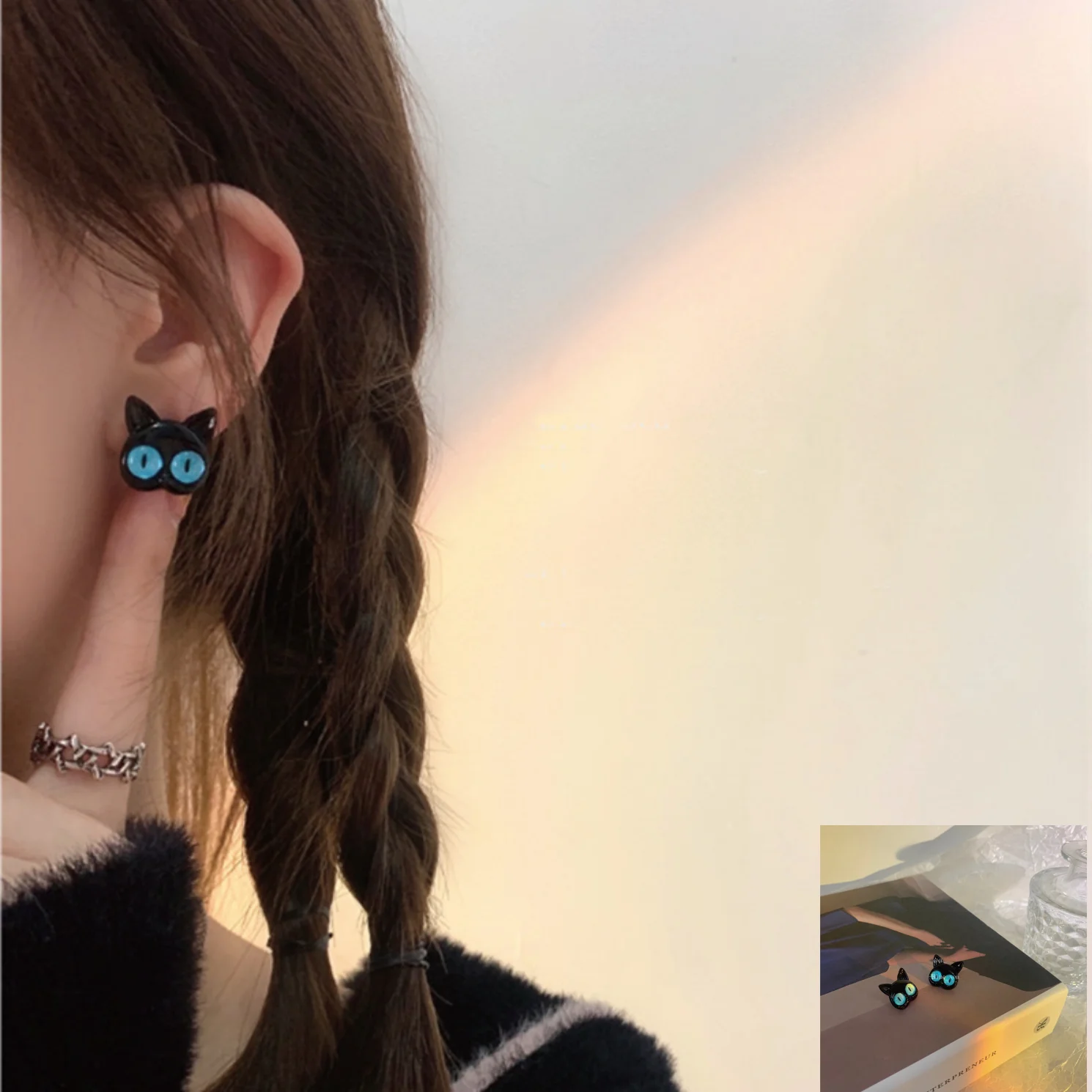 MALOYANVE Butterfly Stud Earrings For Women Cute Enamel Crystal Rhinestone Color