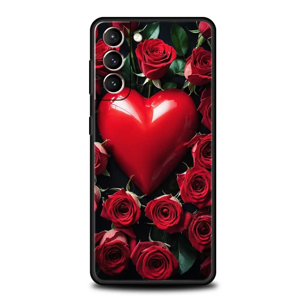 Elegant Red Rose Floral Soft Silicone Phone Case Cover