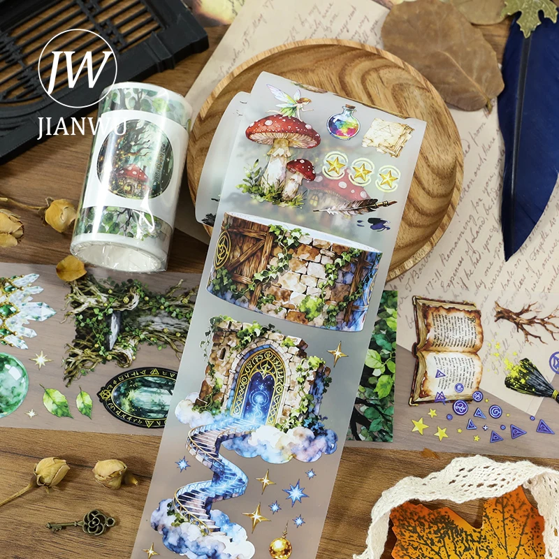 JIANWU 70mm * 200cm 빈티지 매직 포레스트 라이트 풍경 소재 콜라주 스크랩북 PET 테이프 크리 에이 티브 DIY 저널 문구