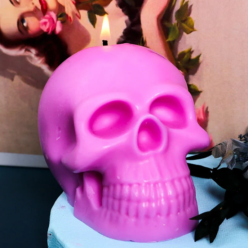 Stampi per candele in silicone con teschio di fiori 3D Decorazione con teschio di Halloween Artigianato Stampo in gesso in resina di cemento Strumento Stampi per candele in silicone con teschio di fiori 3D Decorazione con teschio di Halloween Artigianato Stampo in gesso in resina di cemento Strumento