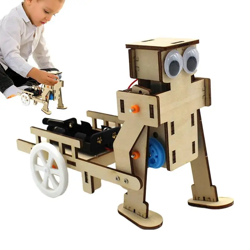 

Wooden Robot cart Kids Science Kit DIY Experiment Assembly Toy Science and Technology Stem Toys Educational toys for kids