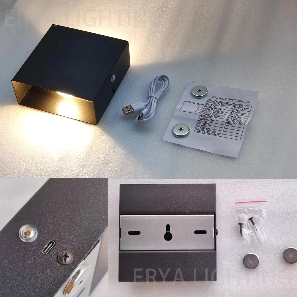 현대 USB C 충전식 벽 조명, 조도 조절 터치 벽 램프, 스콘스 조명, 실내 거실 침실 발코니 복도