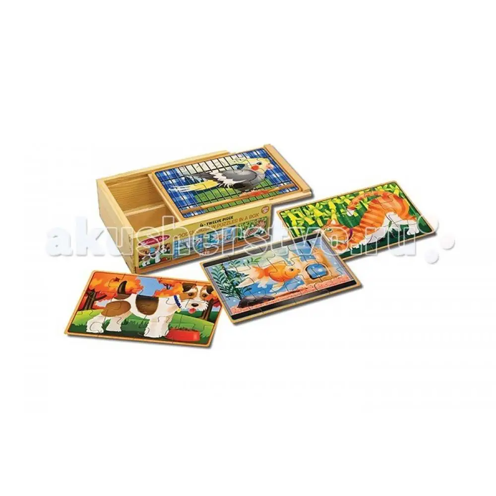 Melissa &amp Doug Деревянные пазлы Домашние животные в коробке |