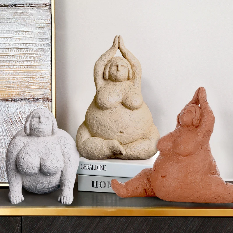 

Fat Woman Sculpture Yoga Creative Living Room Decoration Bedroom Modern Minimalist Figurine Home Decoration Wedding Gift