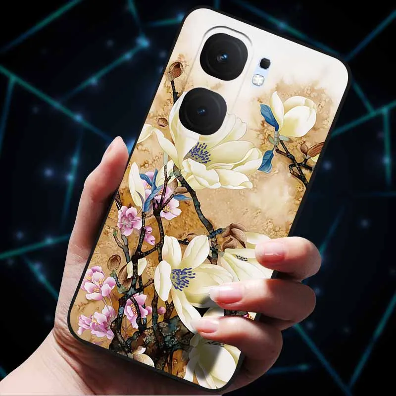 3D Flower Embossed Soft Silicone Phone Case - Stylish Back Cover Shell Bag