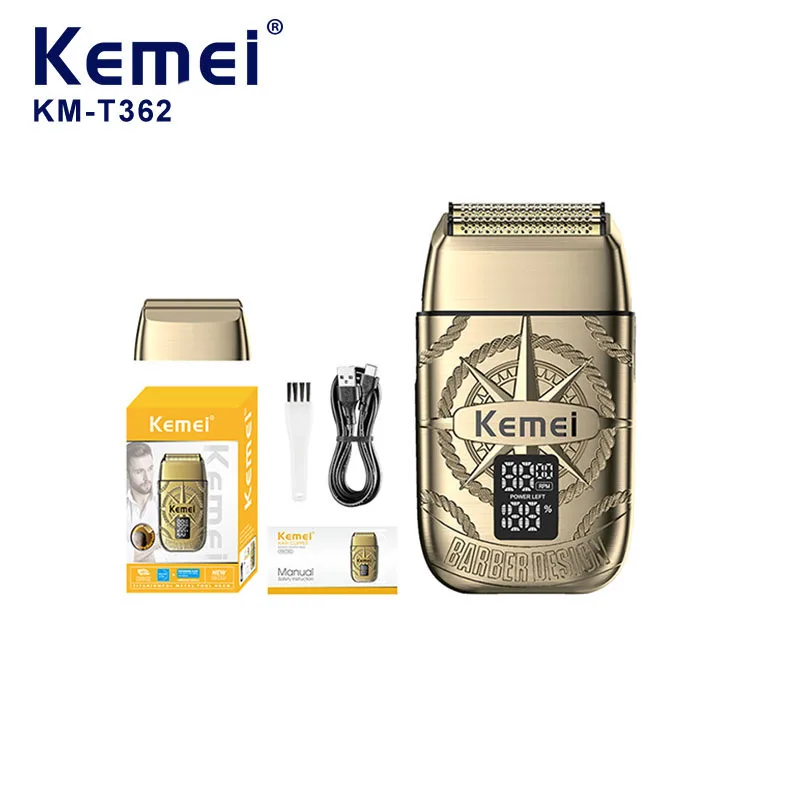 Kemei Professional Shaver Machine Men Electric Shaver Barber Waterproof Display Hair Cutting Beard Trimmer Rechargeable KM-T362