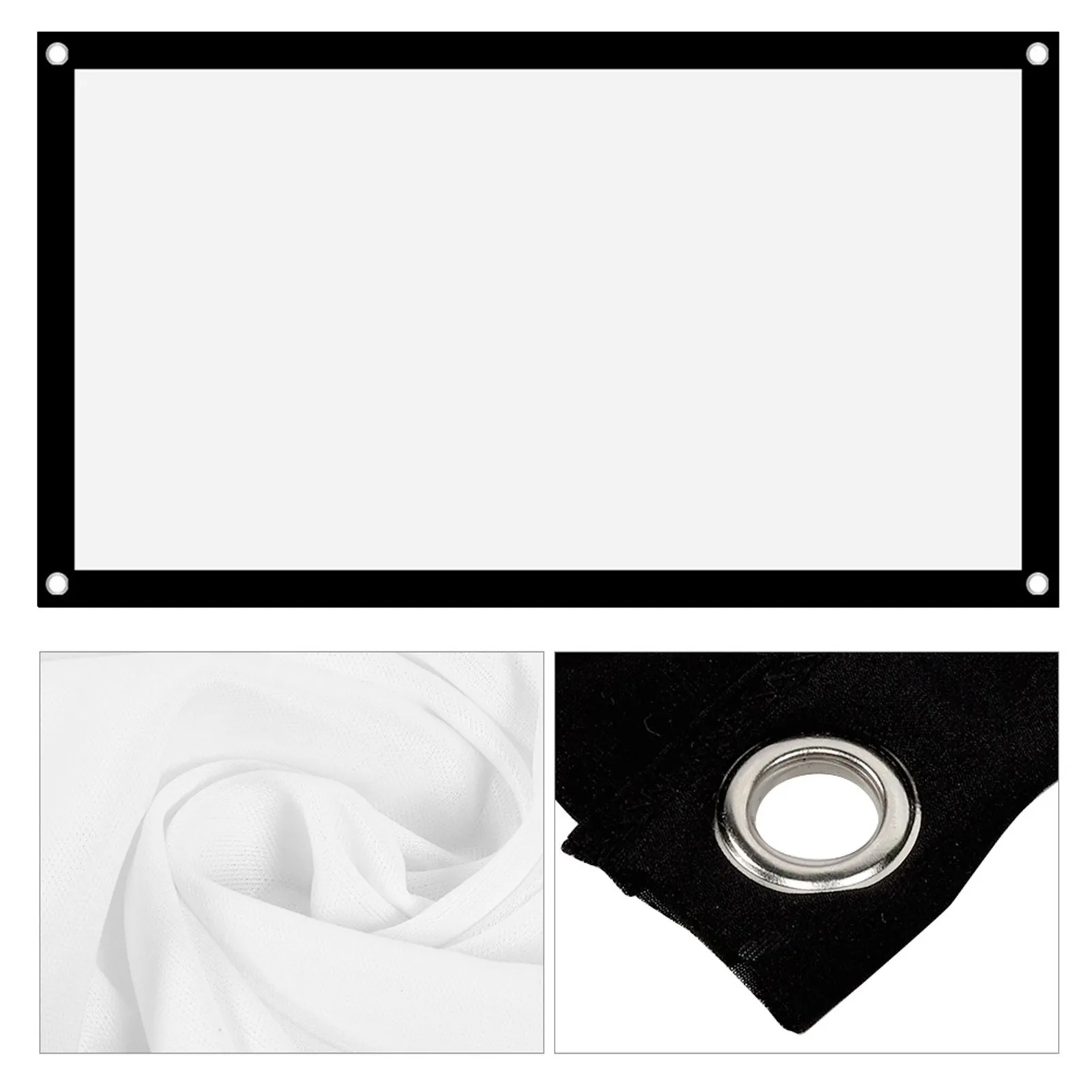 16:9 Thicken Portable Non Crease Soft White Polyester Projector Curtain Projection Screen(40in )