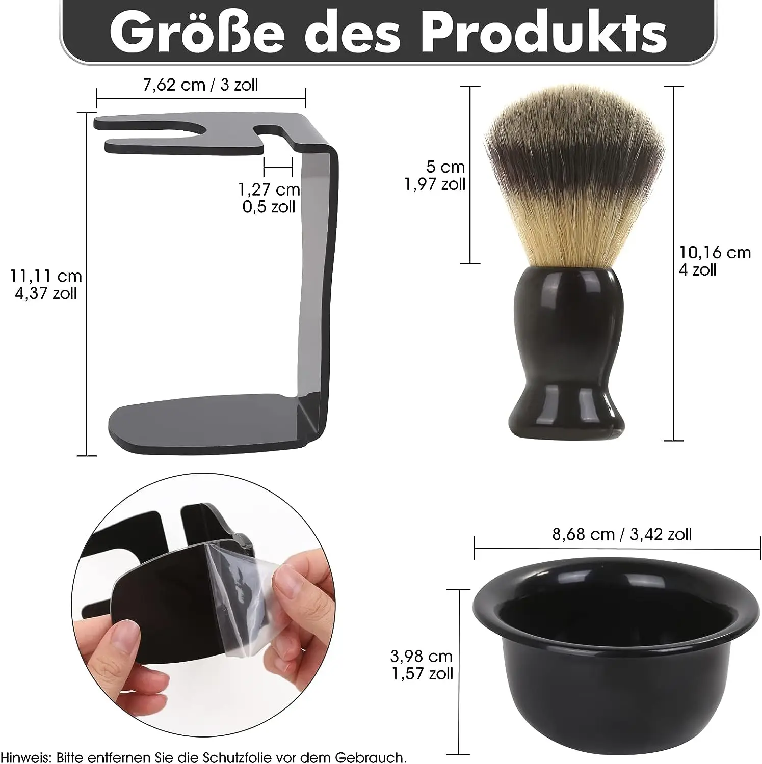 Shaving Brush Set 3-in-1 with Brush Bowl and Stand Father's Day Men's Gift Set shaving brush