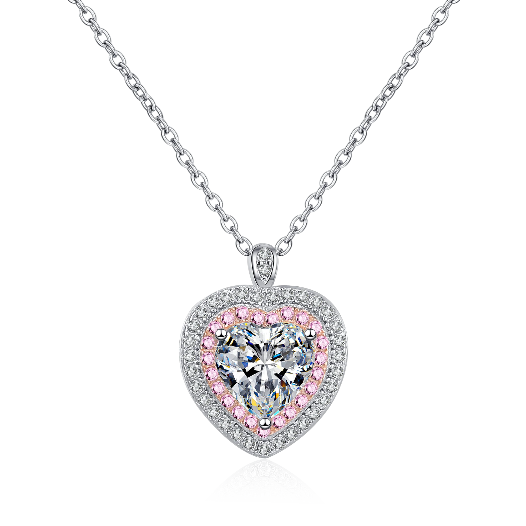 

New Arrival 925 Sterling Silver Necklace Female Heart Bag D Color Moissanite Pendant Rose Gold Clavicle Chain 1 Carat High Jewel