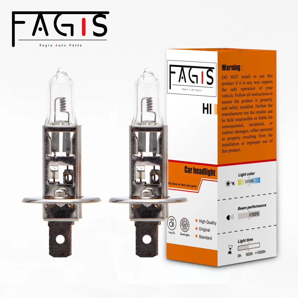 Fagis 2 PCS H1 24V 70W 3350K Warm White Truck Clear Auto Fog Lamps Headlight Car Lamps Halogen Bulbs Low Beam Lights