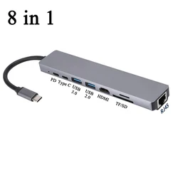 USB C Hub 8 - in - 1 PD 100W Docking Station with Multiport 4K Output (8 in 1)