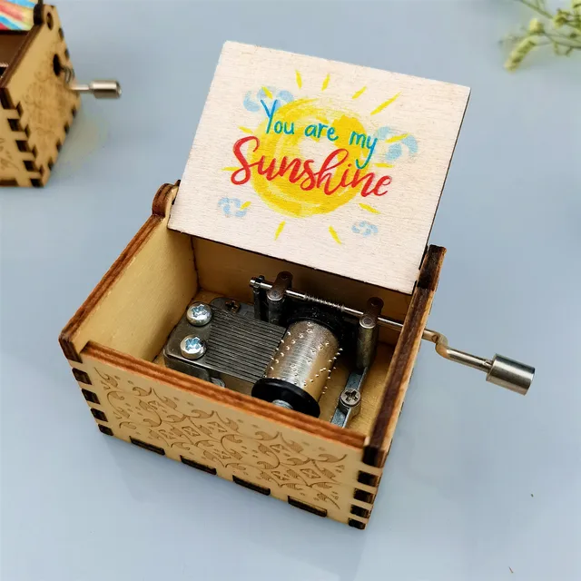 Wood Carving And Color Printing Music Box For Deautiful Wife Daughter/Son Holiday Gift Christmas Gift You Are My Sunshine Music 2
