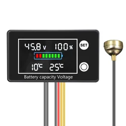 Digital Battery Monitor with Voltmeter and Temperature Display (Magnetic Sensor)