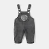Infant Baby Boys Jeans Overalls Love Patch Pocket Denim Suspenders For 0-4T Kid Boys Solid Toddler Boys Jumpsuit Casual Clothes 3