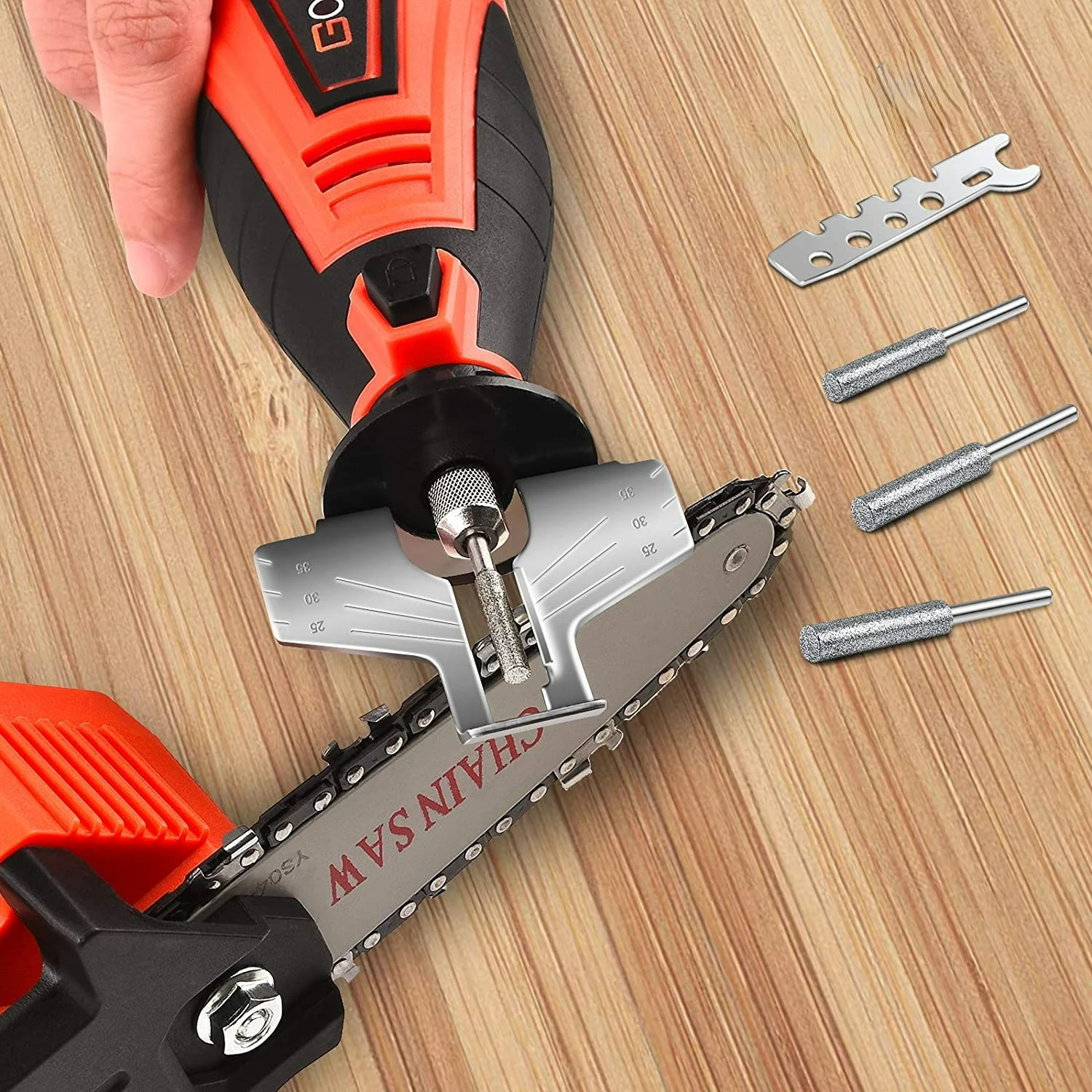 Chainsaw Sharpener 5pcs Drill Chain Saw Sharpen Tool Set Electric Blade Sharpening File 3pcs Diamond Sharpening Wheel