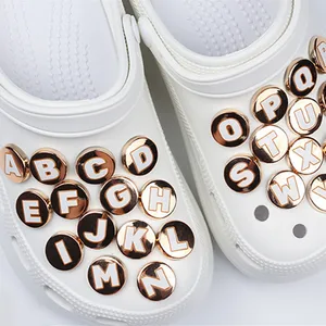 New Metal Characters Hole Shoe Charms Decorations 26 Letters Flowers Shoes Buckle DIY 3D Hole Shoe Accessories