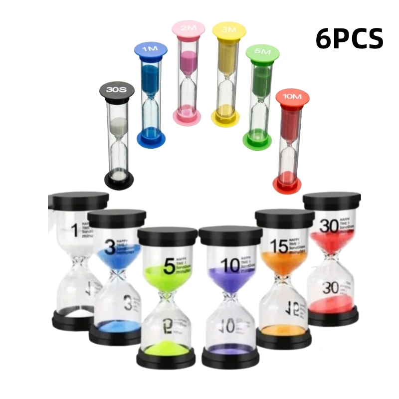 Hourglass Minutes Sand Watch Sandglass Timer Watch Clock 6/1PCS 1/3/5/10/15/30 Gift Children Sand Timer Hour Home Decoration