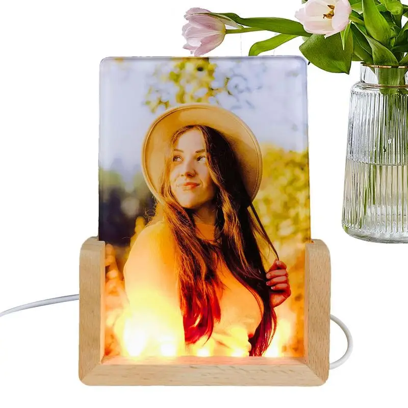 Sublimation Acrylic Blank Photo Frame 3D Night LED Light Lamp Base Heat Transfer