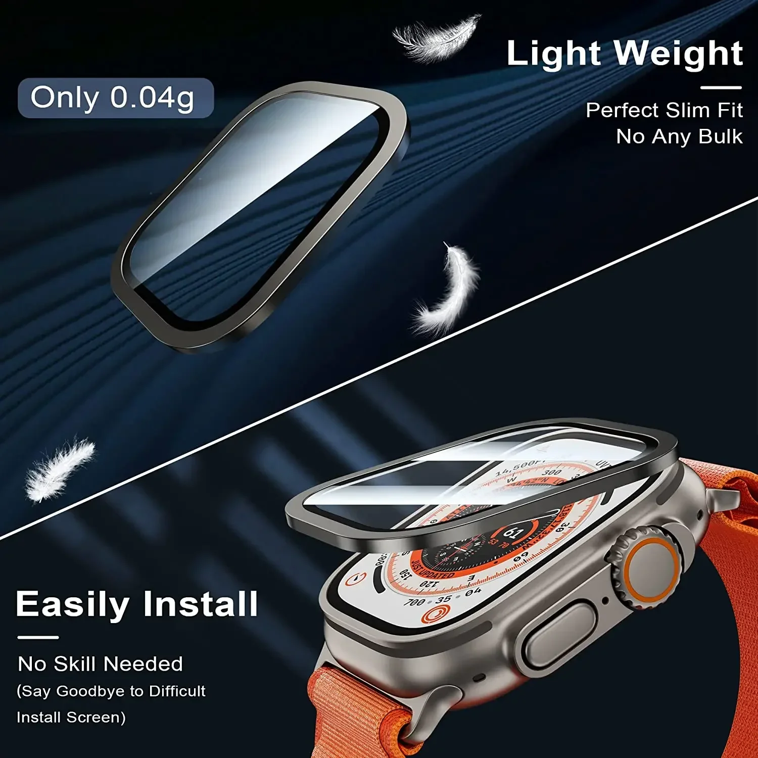 Ultra 49mm Apple Watch Screen Protector with Metal Bumper and Tempered Glass