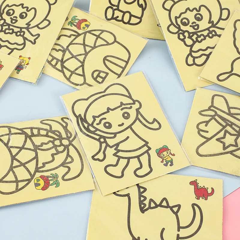 Cartoon Sand Painting Pictures DIY Drawing Education Toy for Kids Birthday Party Favors Kindergarten Prizes Treat Bag 15Pcs party toys educational toy toy gift filler
