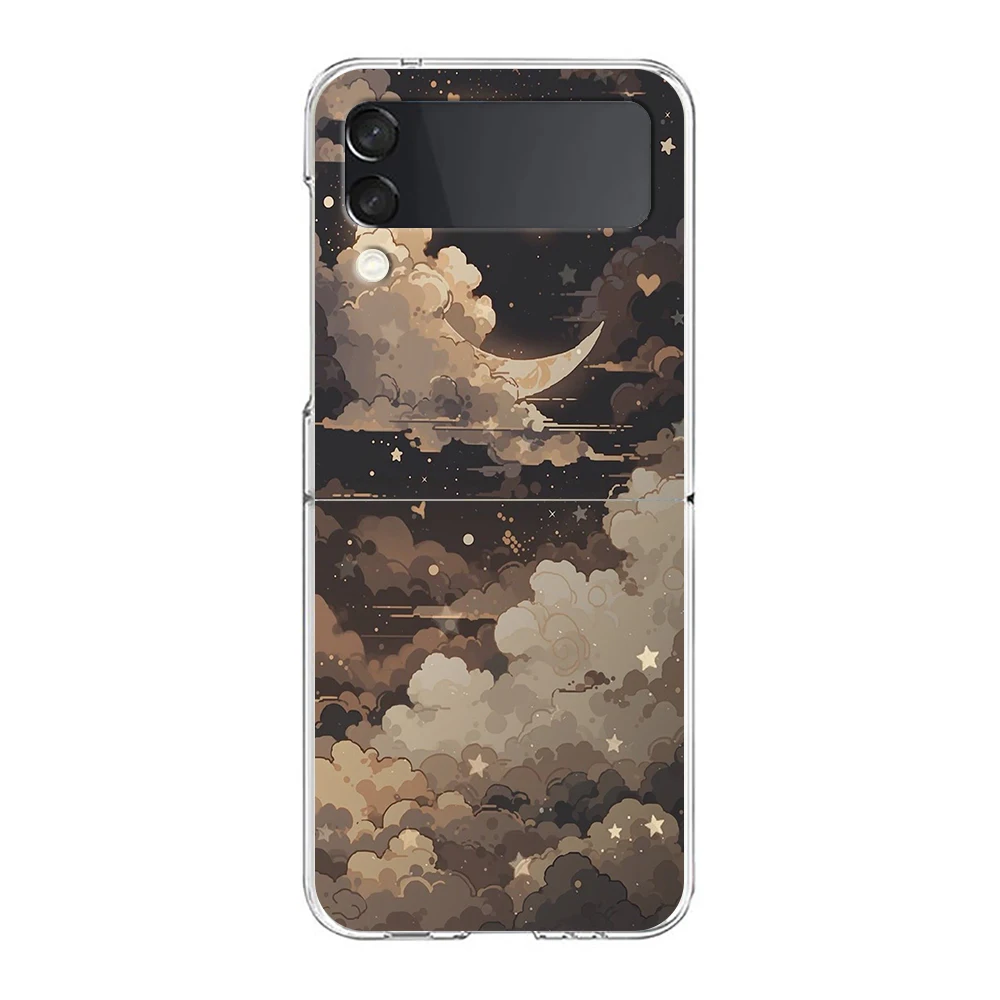 Moon Cloud Comic Style Transparent Folding Phone Case - Hard PC Cover