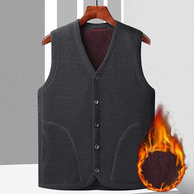 Men's Single-breasted V Neck Plush Vest