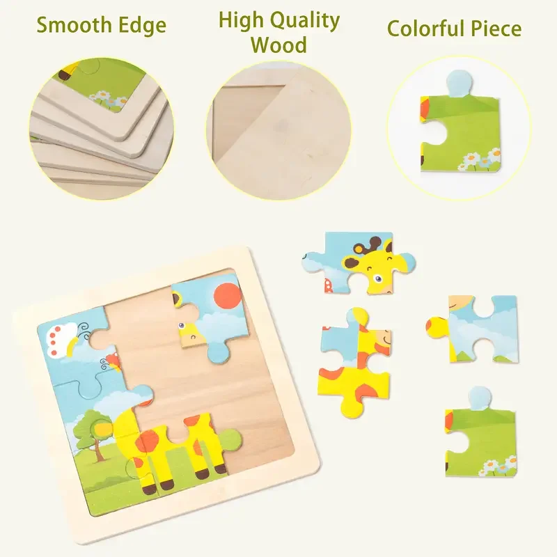 Colorful Wooden Puzzles for Kids Educational Shape and Color Recognition Toy Perfect Gift for Boys and Girls Ages 1-3 wooden jigsaw puzzles educational puzzles