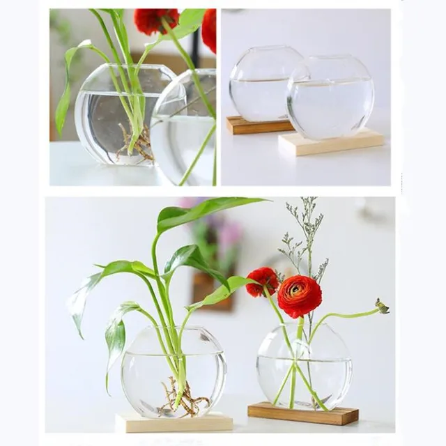 Északi Modern Otthoni Dekoráció Asztali Üveg Ültetvényes Virágbimbó Váza Faállvány Állvány Terráriuma Hidroponikus Növények Dugványaihoz - Image 3