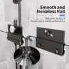 Shower Door，Royal Guard 44-48" W x 70" H Semi-Frameless Double Sliding Glass  SGCC Tempered Glass，Bypass Shower ，Matte Black 6