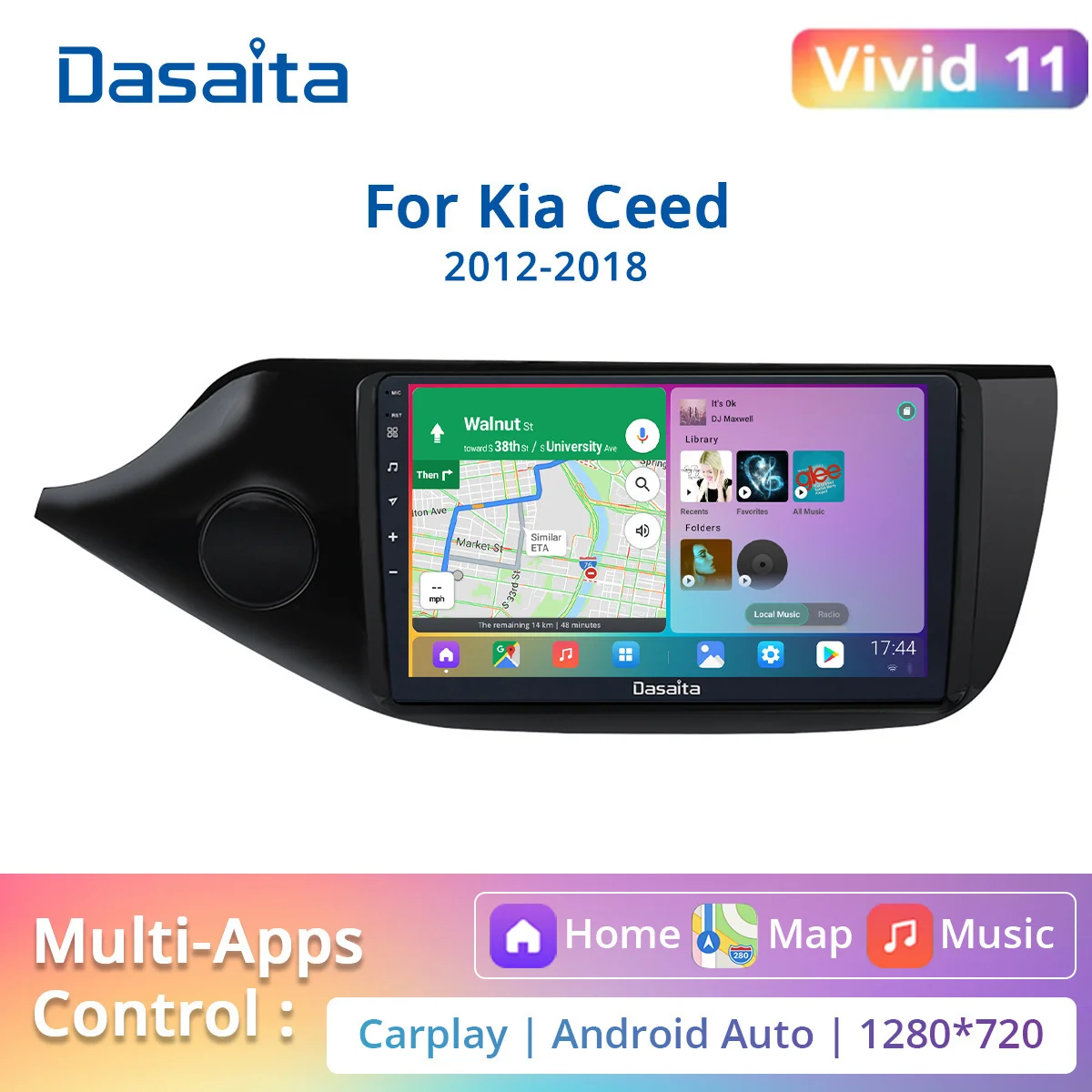 

Dasaita Vivid10 PX6 for Kia ceed Radio 2012 2013 2014 2015 2016 Auto Stereo Navi 9" IPS Car Android Vehicle TDA7850 HA5655