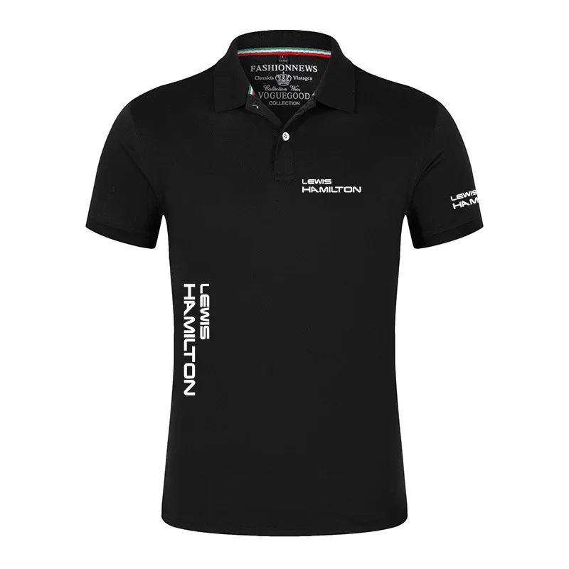 

F1 Driver Lewis Hamilton Digital 44 Men's New Brand Polo Shirt Summer Short Sleeve Solid Color Casual Tops Fashions Clothes