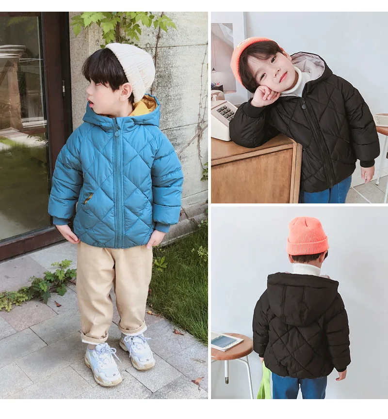 Kids Quilted Hooded Puffer Jacket Girls Boys Winter Warm Coat Multi - Color