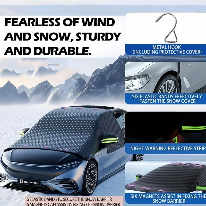 Car Front Sun Blocking Snow Cover Winter Front Windshield Half Cover Thickened Car Snow Shield Car Supplies