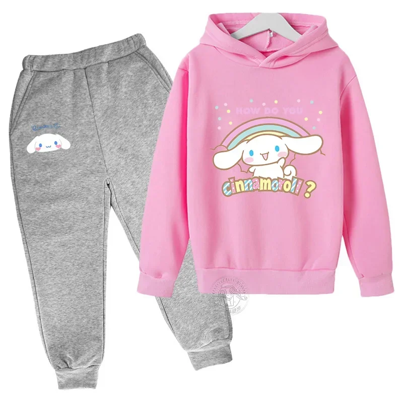 thumbnail image 1 of Traje de moda urbana Cinnamoroll para primavera y otoño para niños y niñas, jersey deportivo para niños y pantalones deportivos, chándal deportivo, 1 of 5