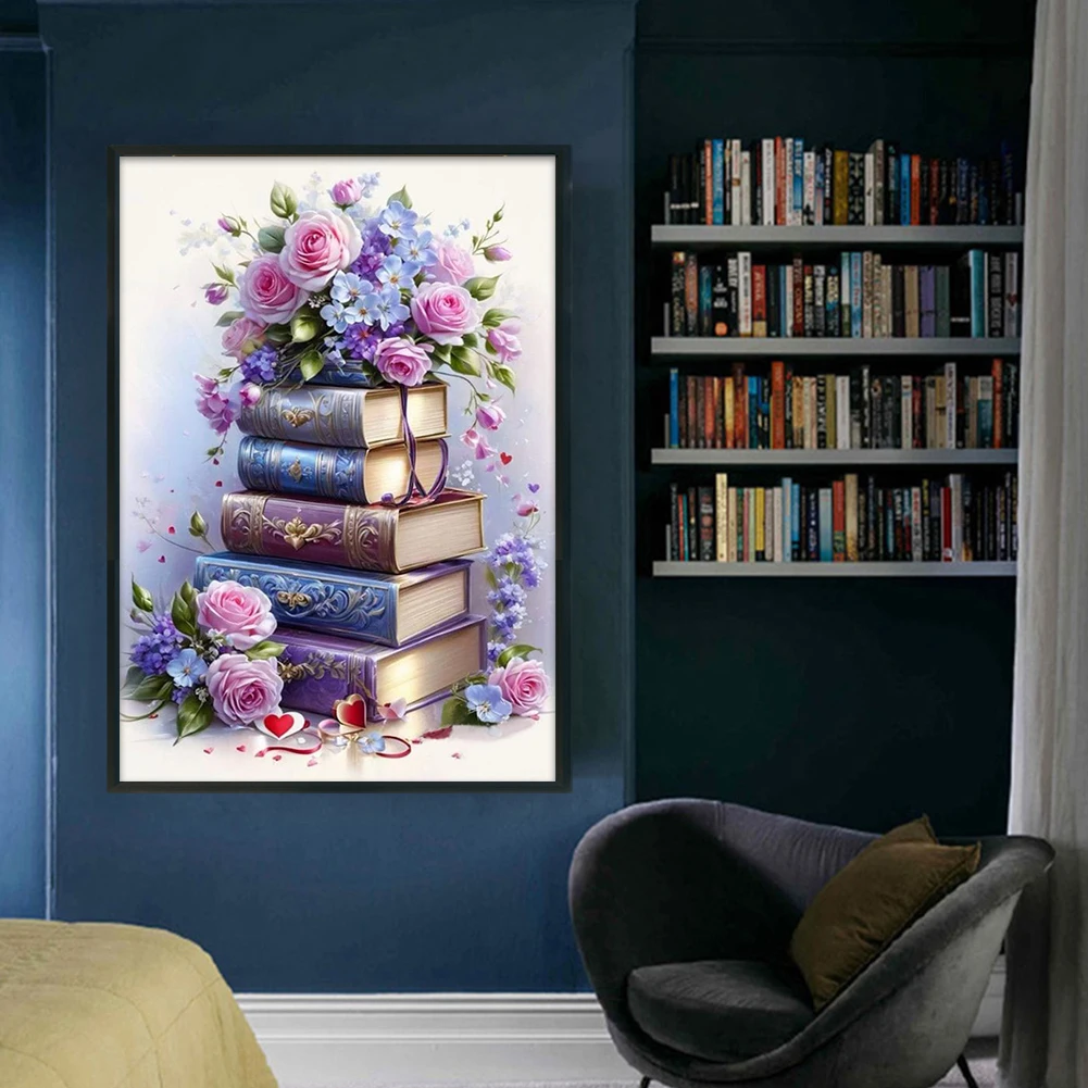 풀 자수 면사 11CT 프린트 플라워 크로스 스티치 키트 40x60cm