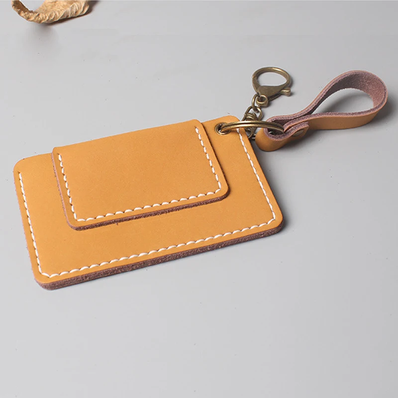 Premium Cowhide Leather RFID Blocking Card Holder – Slim Multi-Pocket Wallet with Keychain