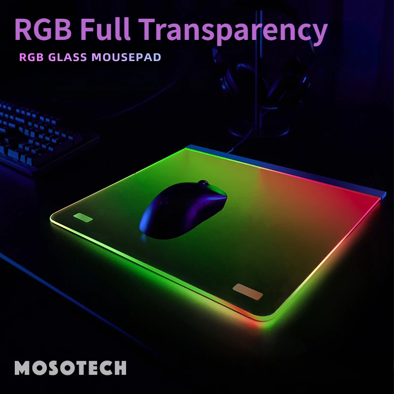Echome Rgb Glass Gaming Mouse Pad Fps Game Desk Mat Computer Desk Pad Non-slip Mousepad Acessórios pc Gamer Presente