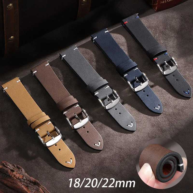 Handmade Vintage Cowhide Leather Watch Band with Quick Release