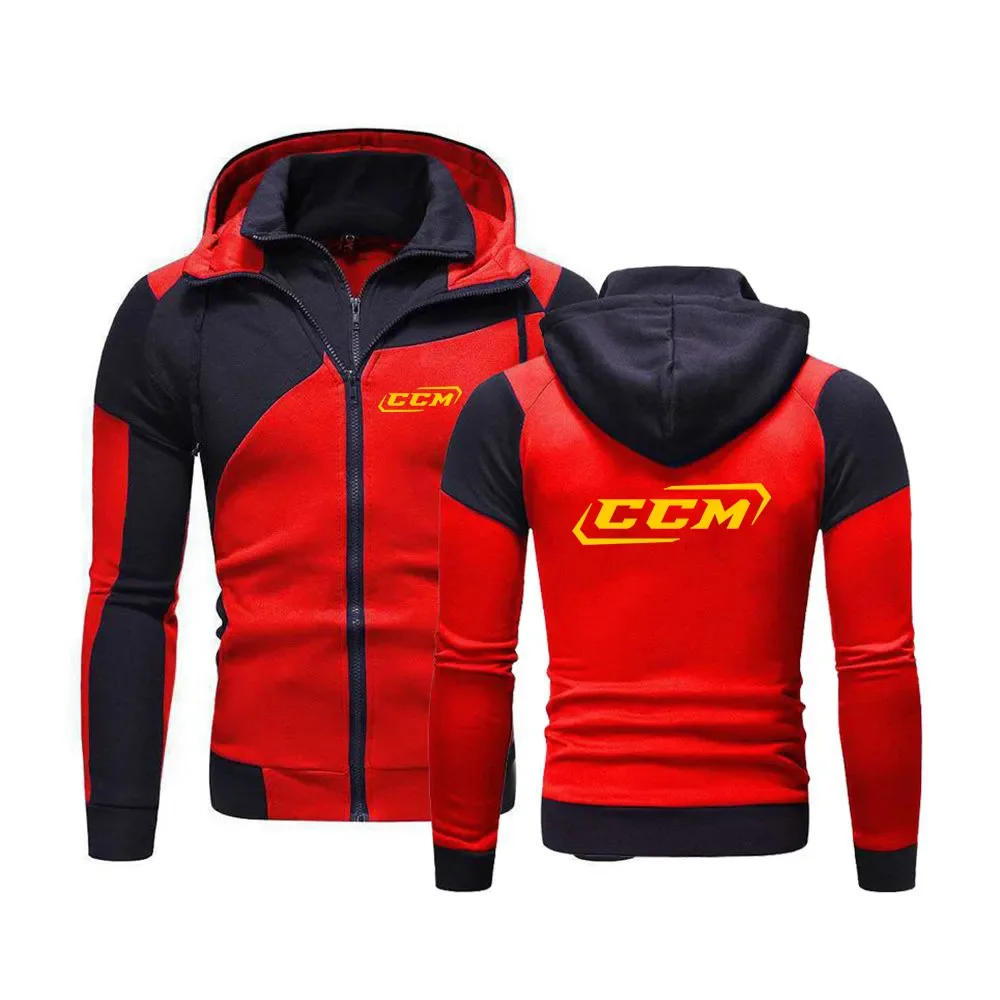 

CCM Men's New Fashionable Autumn Hoodies Patchwork Zipper Cardigan Sweatshirts Slim Fit Sportswear Casual Harajuku Tracksuit Top