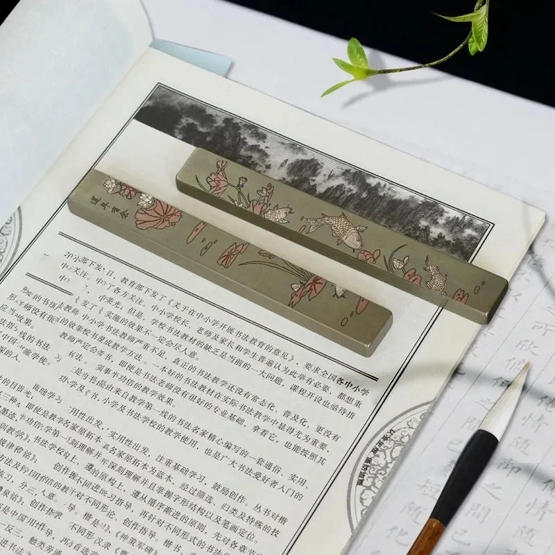 빈티지 구리 페이퍼웨이트 황동 붓꽂이형 페이퍼웨이트 앤틱 캘리그라피 페인팅 페이퍼웨이트 장식 예술용품