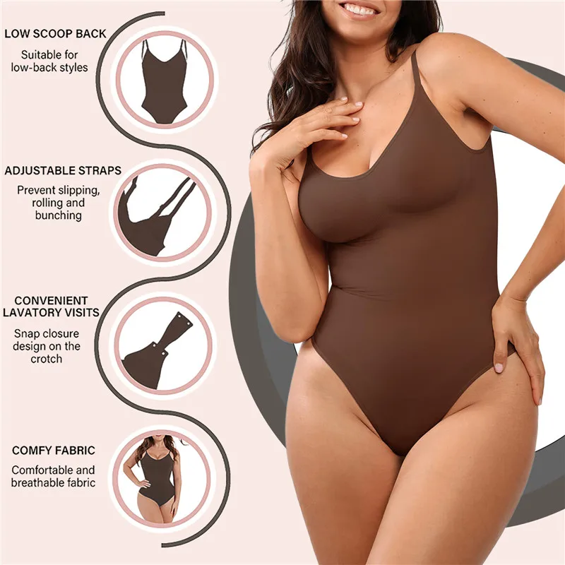 Skims Thong Low Back Seamless Bodysuit Dupes For Women Tummy Control  Slimming Sheath Push Up Thigh Slimmer Abdomen Shapers