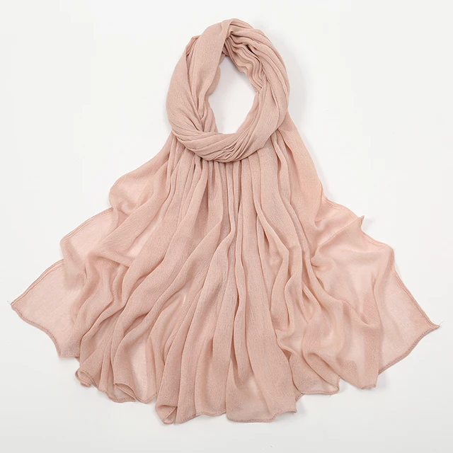 Nouveau Hijab en rayonne froissé pour femmes, écharpe musulmane, châles longs, Turban islamique solide, bandeau Heascarf, bandeau Ramandan