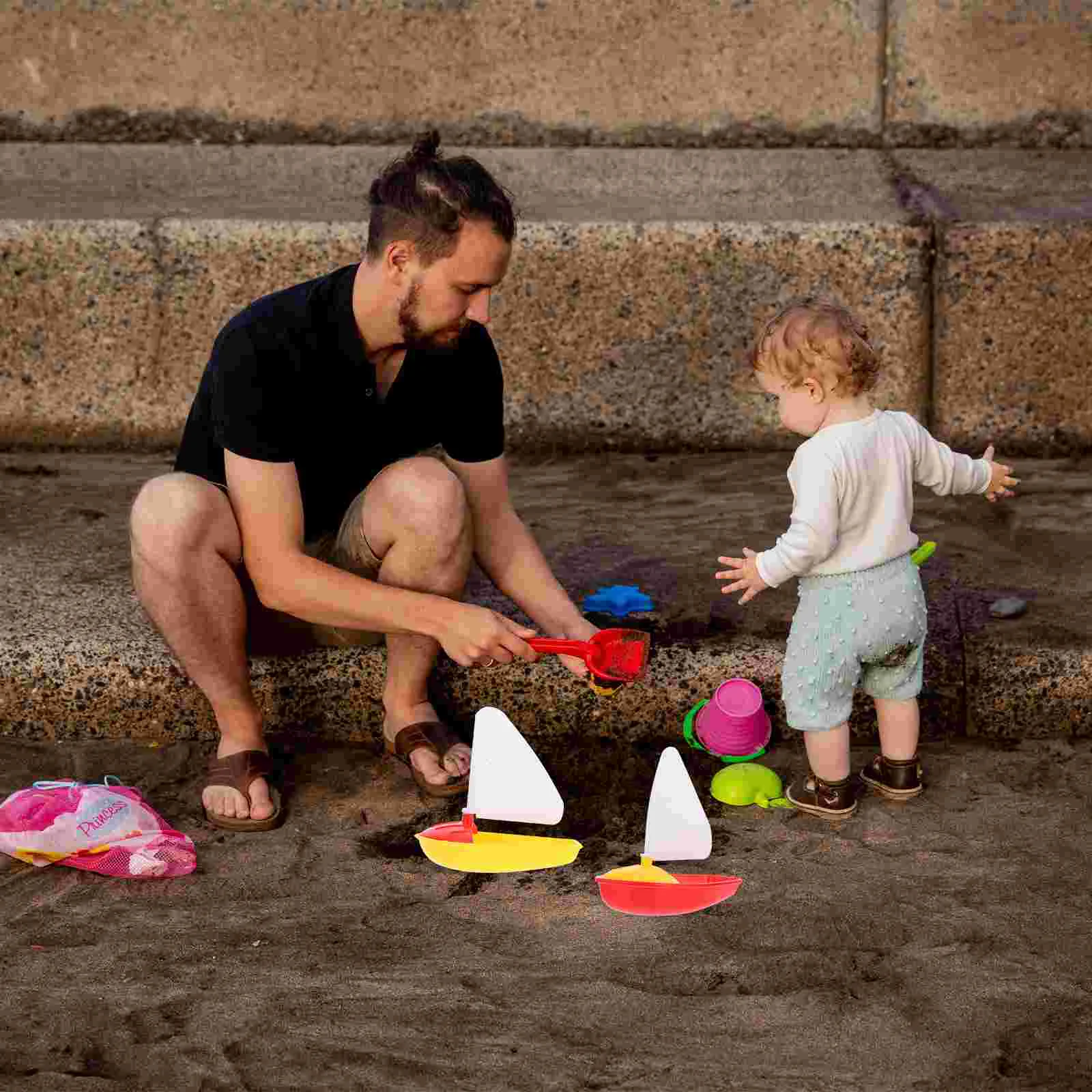 1 Set 3pcs Mini Plastic Sailing Boat Toys Kids Bath Toys Bathtub Toys for Children Todders Kids (Assorted Color, Small + Middle 5