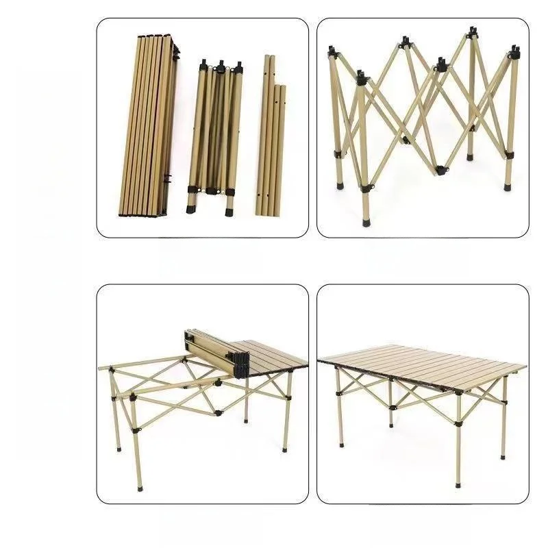 طاولة معدنية قابلة للطي للتخييم والشواء في الهواء الطلق، طاولة متعددة الاستخدامات محمولة للرحلات والتخييم والنزهات
