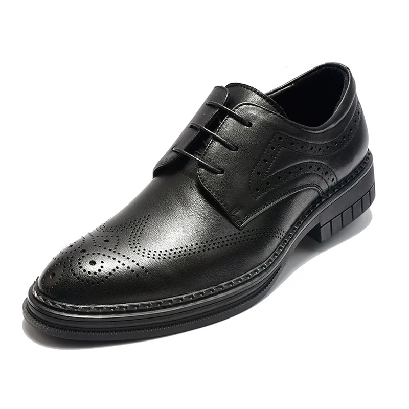 

New Oxford Shoes Men's Cowhide Dress Shoes Business Leisure British Wedding Shoes Genuine Leather Brogue Carved Hand-sewn Shoes