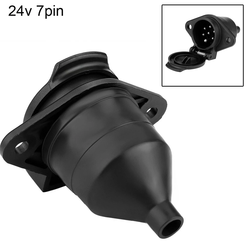 Connector ​ 7 Pin Trailer 24V 7 Pin Trailer Black Connector Adapter Plastic Brass Truck For Europe Car Semi