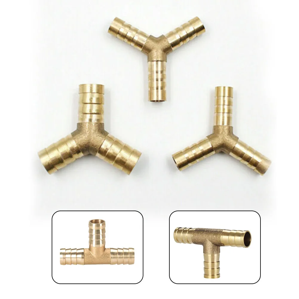 Durable Flexible Connector 3 WAY Joiner Joiner Tee Connector 6mm 8mm 10mm 12mm All Copper Material Brass Fuel Hose