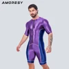 AMORESY Men Glossy Shiny One Piece Triathlon Swimming Running Overalls Road Mountain Bodysuit Racing Cycling Tracksuits Jumpsuit 3