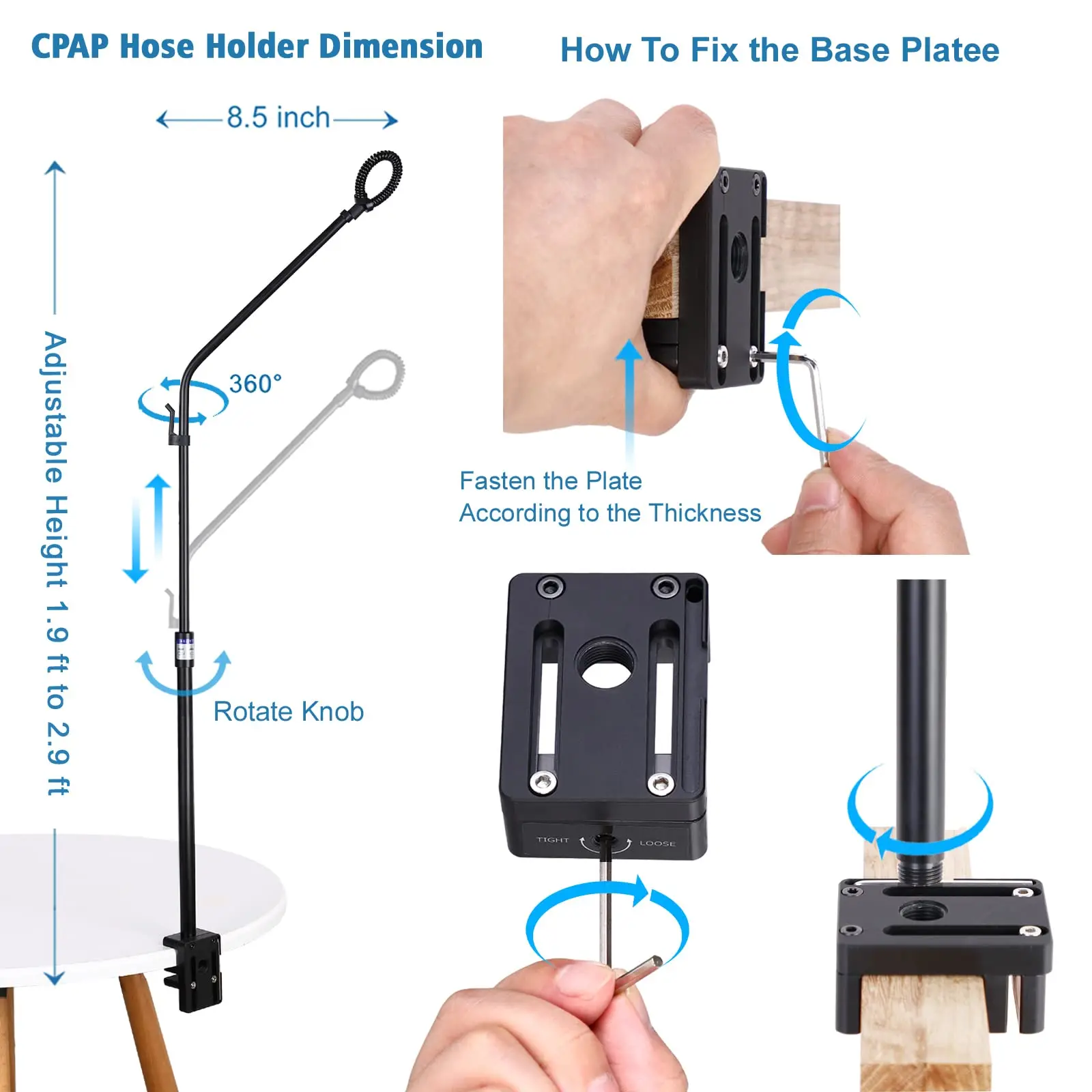 Garden Hose Hanger CPAP Hose Holder Hanger Height Adjustable