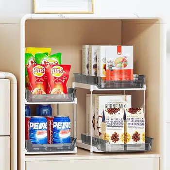 2-Tier Multi-Purpose Bathroom Cabinet Under Sink Organizers and Storage, Stackable Kitchen Pantry Organization and Storage, Grey 3